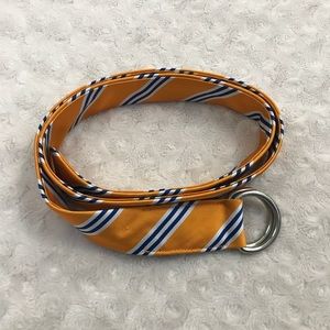 J. Crew Silk Belt Orange Blue White Stripes D Ring